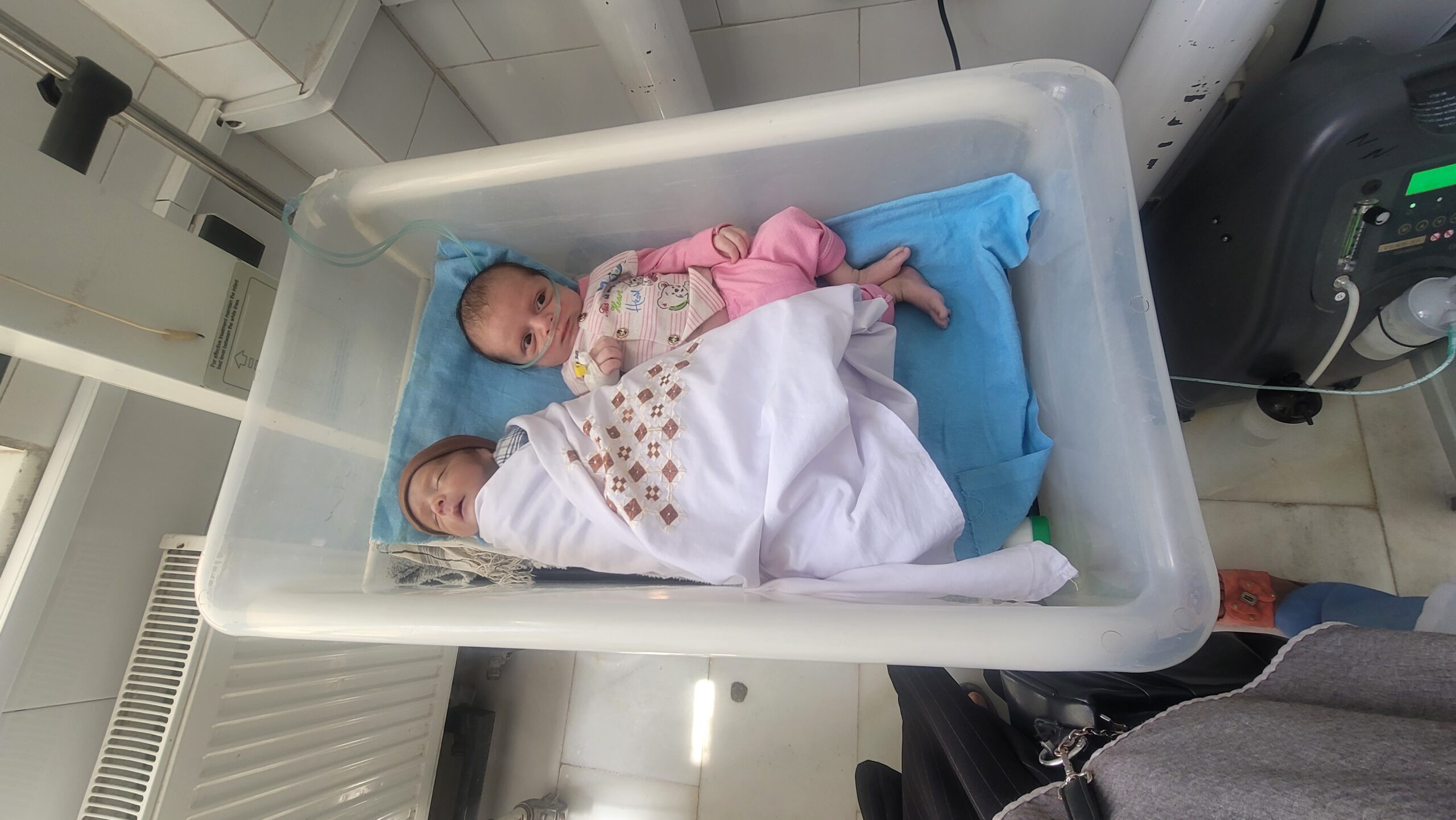 A newborn baby receiving care in a maternity and newborn unit in Ghor
